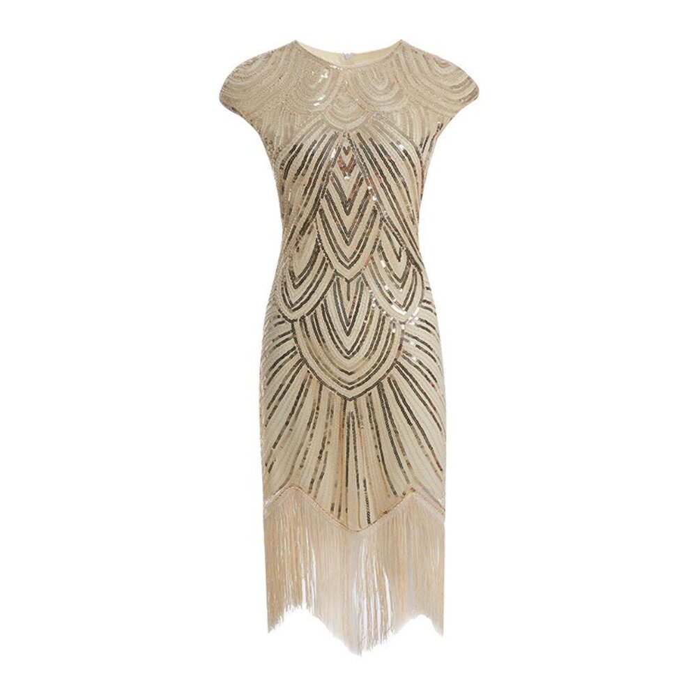 Retro 80s Style Sparkly Sequin Dress Metallic Evening Cocktail Gown